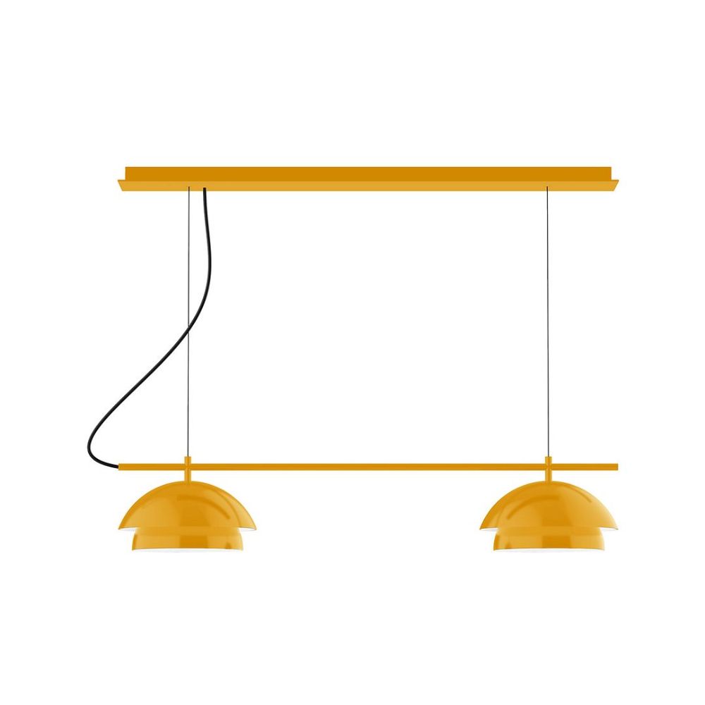 Montclair Lightworks CHEX445-21 2-Light Linear Axis Chandelier Bright Yellow Finish